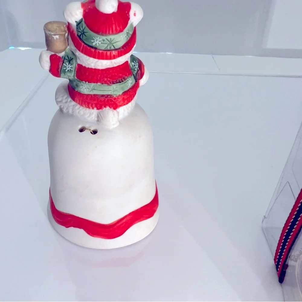 Festive Red/Green/White/Gold Napkin Rings, Bear Bell, White Angel & Wood Rudolph